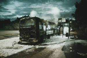 На Серовском тракте сгорел  автобус с пассажирами